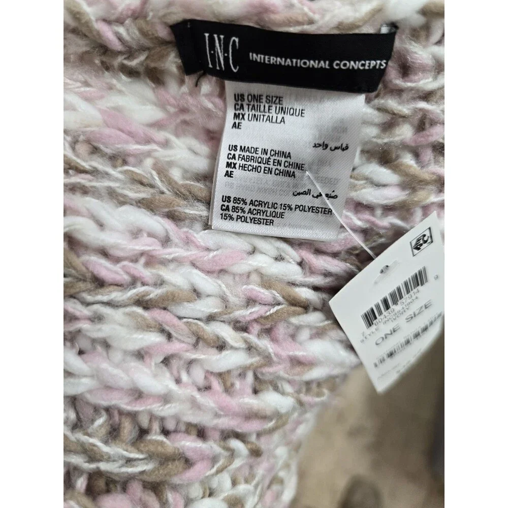 INC Women's Multicolor Knit Rectangle Scarf, 80” X 9” Stretch Fabric